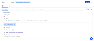 Search terms based on term, definition and metadata