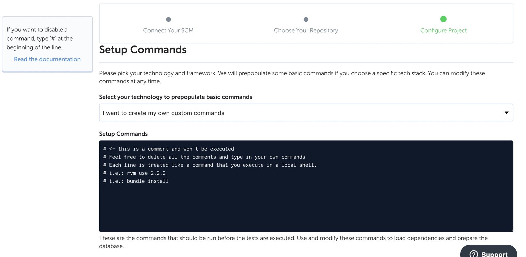 Step 2: Configure your setup & test commands