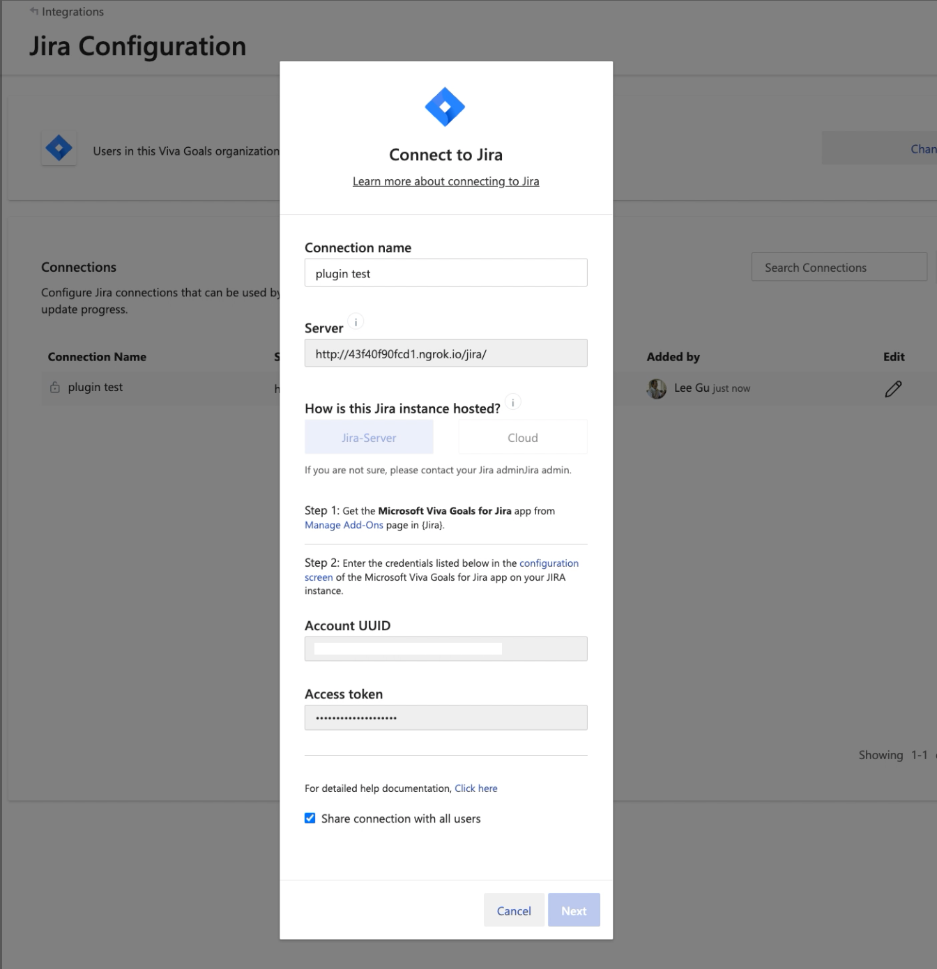 Create Jira Server connection in Viva Goals