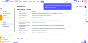 Post function to delete attachments with labels