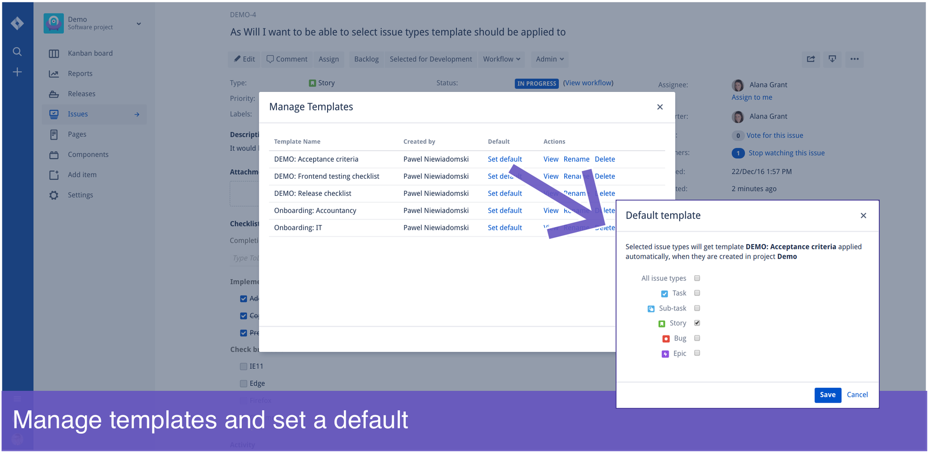 Work with templates