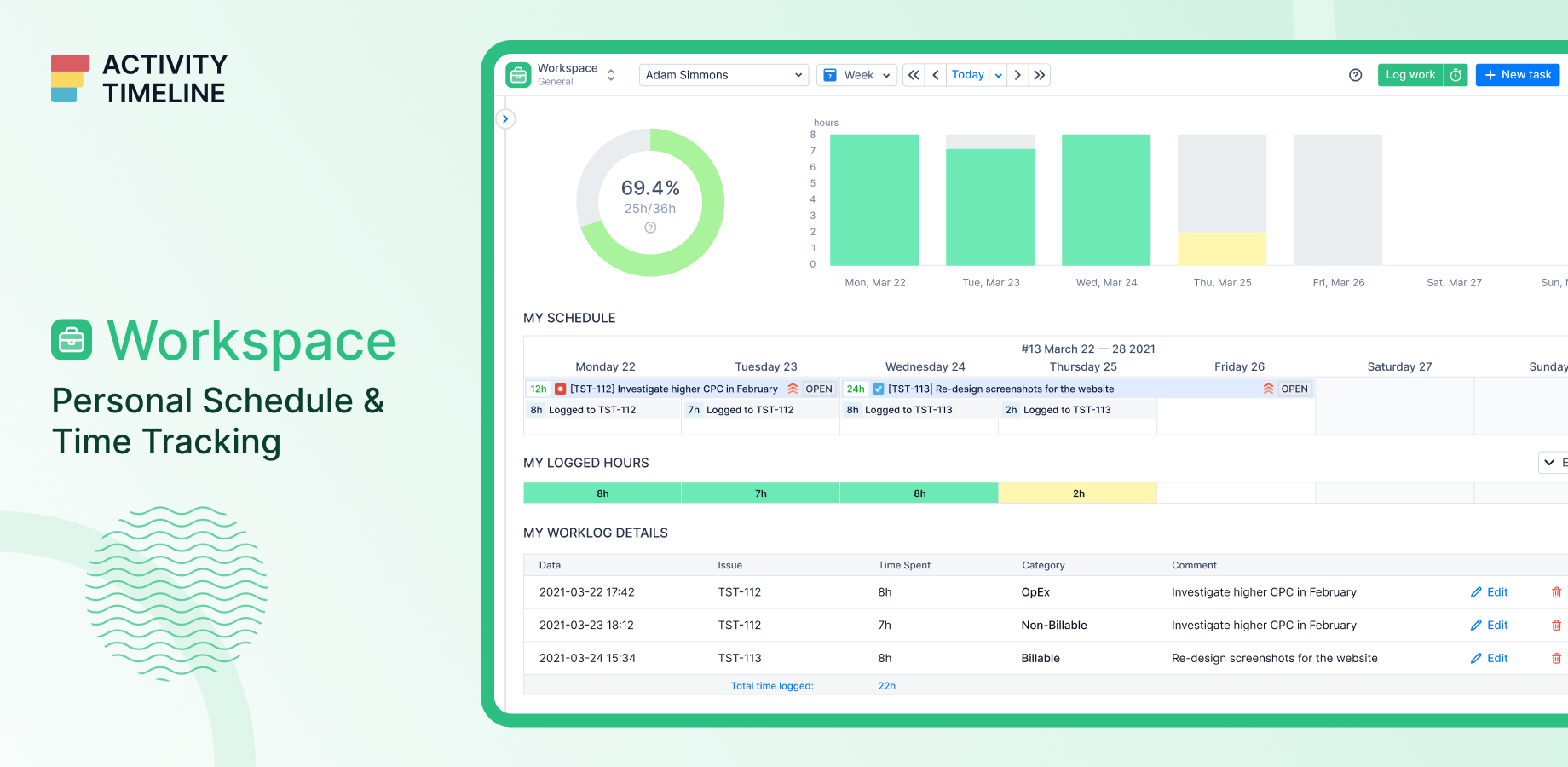 Personal Workspace for Every User.
Personal Workload Calendar for employees & remote contractors, where they can see what is planned, easily track their time and request vacations & days off.