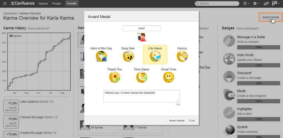 How to award a Medal to a colleague.