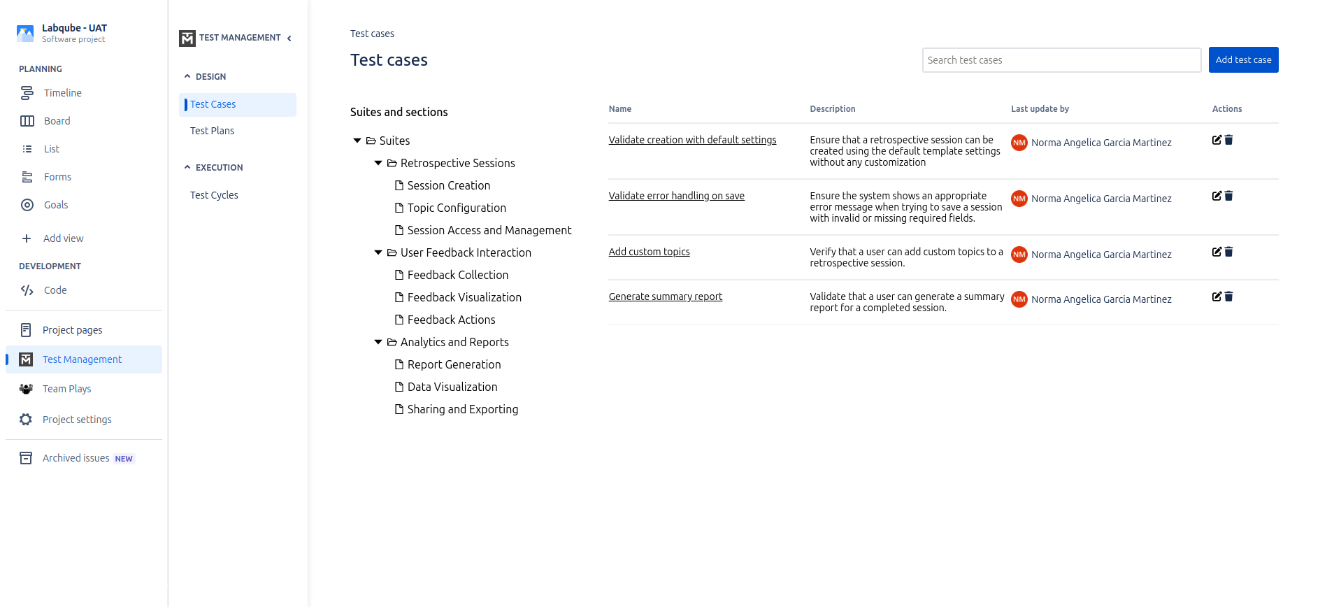 Test Management within a Jira project