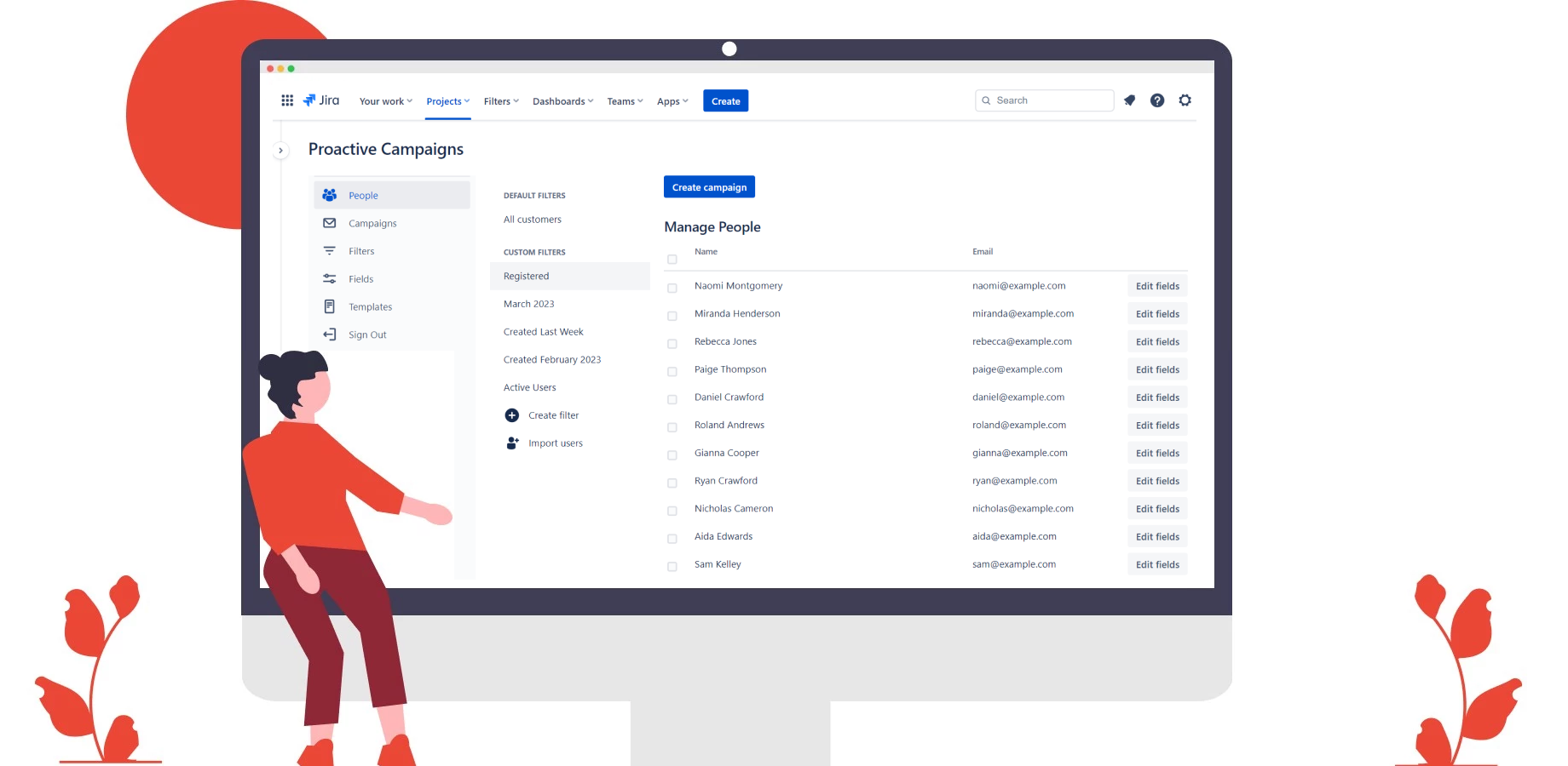 Perform a few steps to create bulk email campaigns and update user fields in bulk