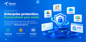 Beyond Atlassian, Spin.AI, the company behind Revyz, secures data and users across Google Workspace, Microsoft 365, Salesforce, and Slack, with browser security and a 2-hour ransomware recovery SLA.