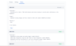 History Page to See previous messages and if they were posted or not.