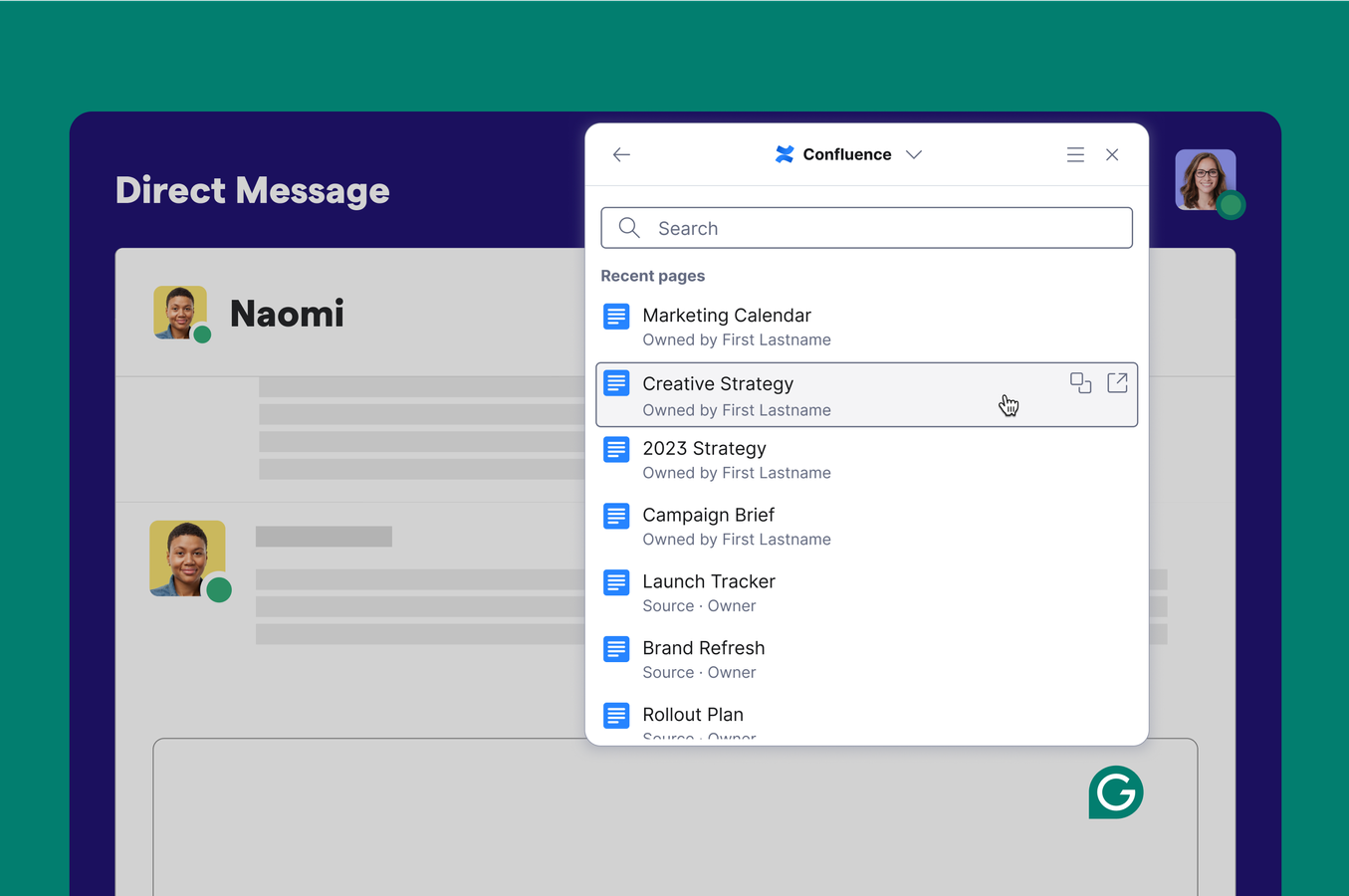 Search organization Confluence using Grammarly