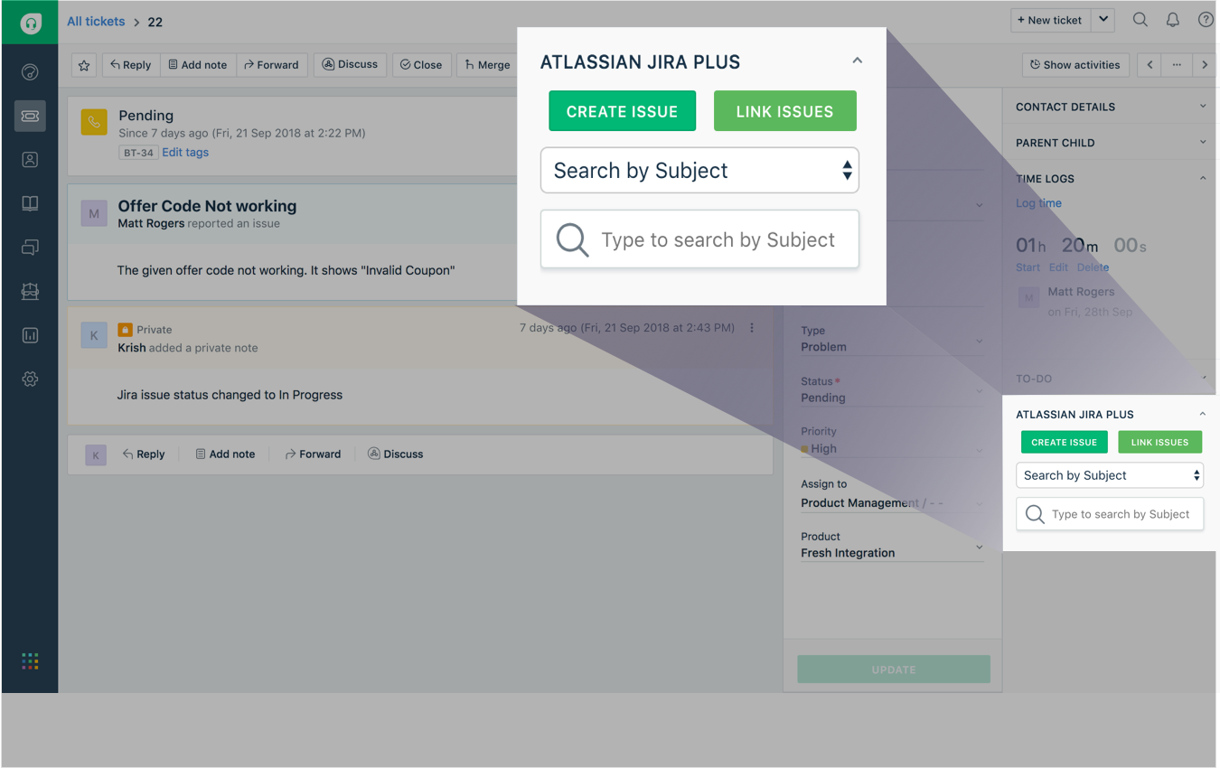 Create JIRA issues from Freshdesk widget