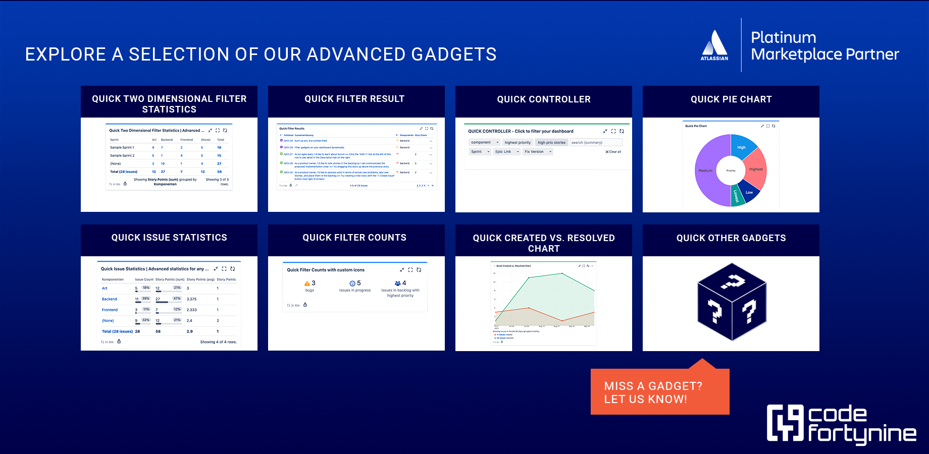 ➕ Sum up any numeric value like story points with our statistics gadgets. Aggregate number fields with the Pie Chart widget.

🔎 View rich details in the activity stream, and benefit from more advanced functionalities.