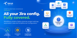 Manage all your Jira configuration in one place: workflows, screens, fields, schemes, project settings, automation rules and ScriptRunner configuration. Core Jira and app config, compared and deployed together, reliably.
