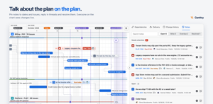 Pin notes to dates and issues, reply in threads and resolve them. Everyone on the chart sees changes live.