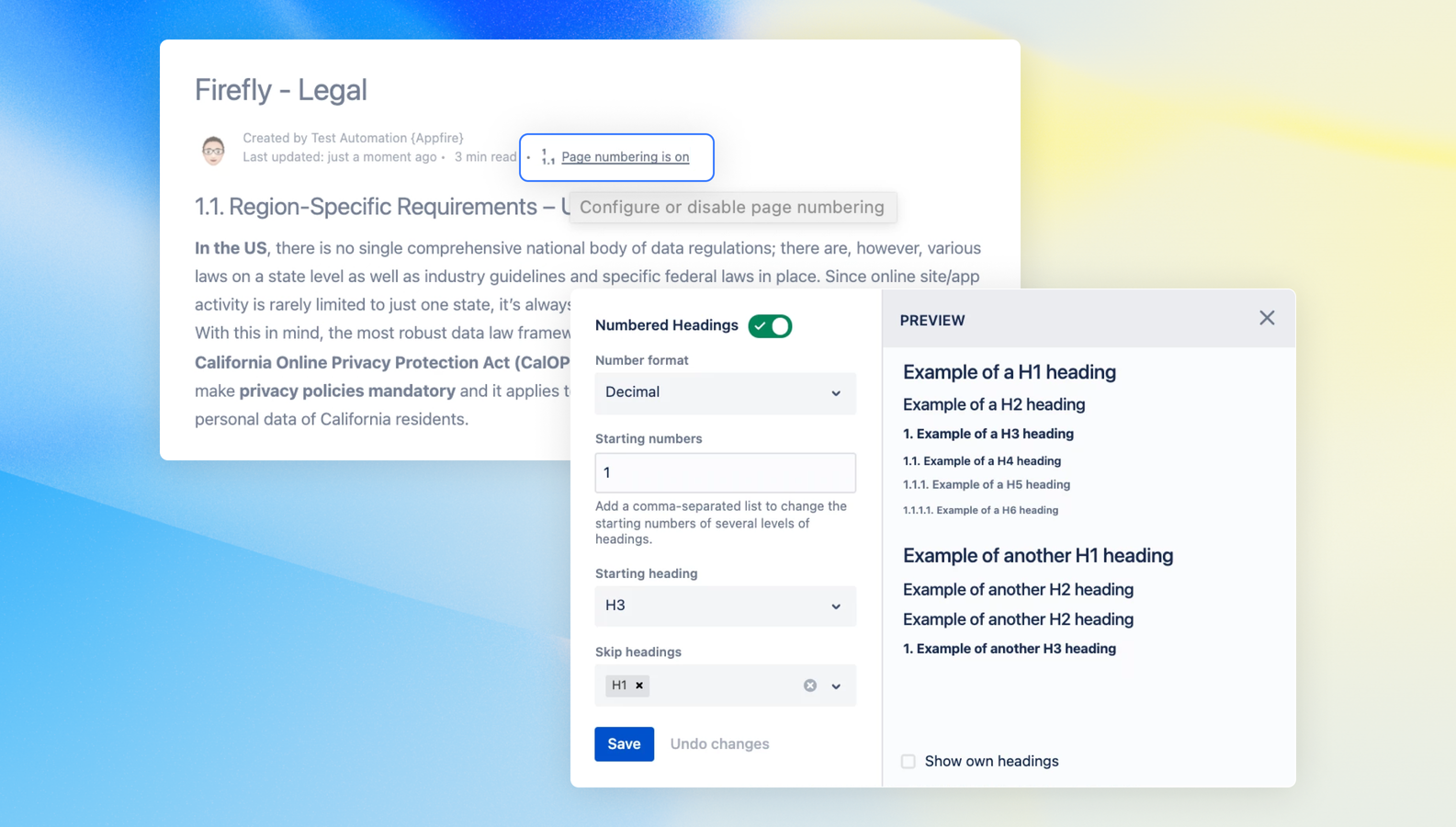 Focus on your work and number your headings automatically. All headings on your page are numbered with the click of a button. Stop wasting time by doing this by hand.