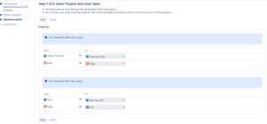 You can choose Multiple input Projects/Issue Types to Bulk Clone from and target them to various different output Projects