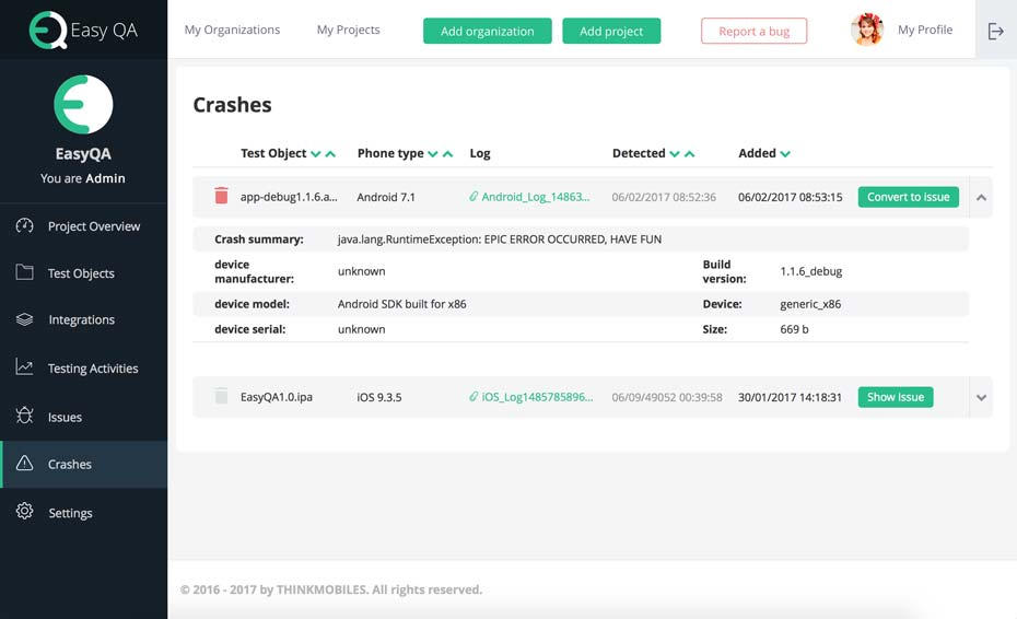 Crash reports