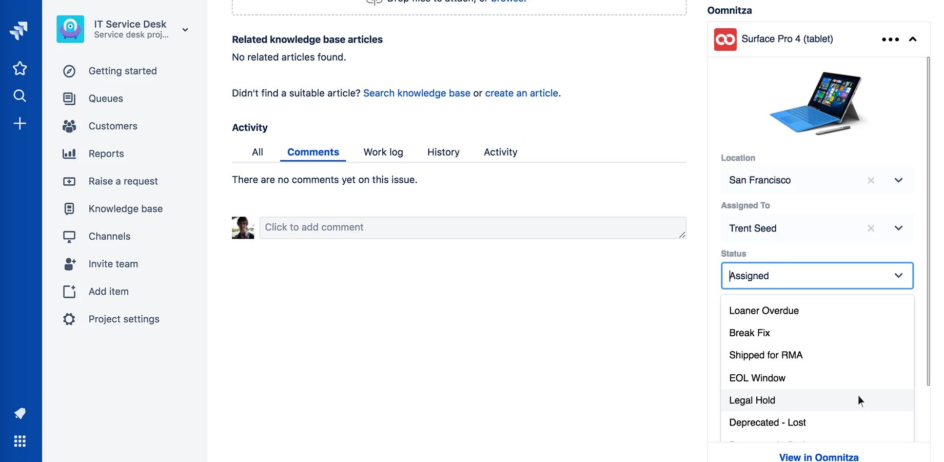 Modify assets within a Jira Service Management ticket