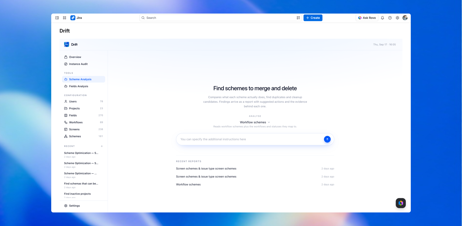 Find schemes and fields to merge and clean up