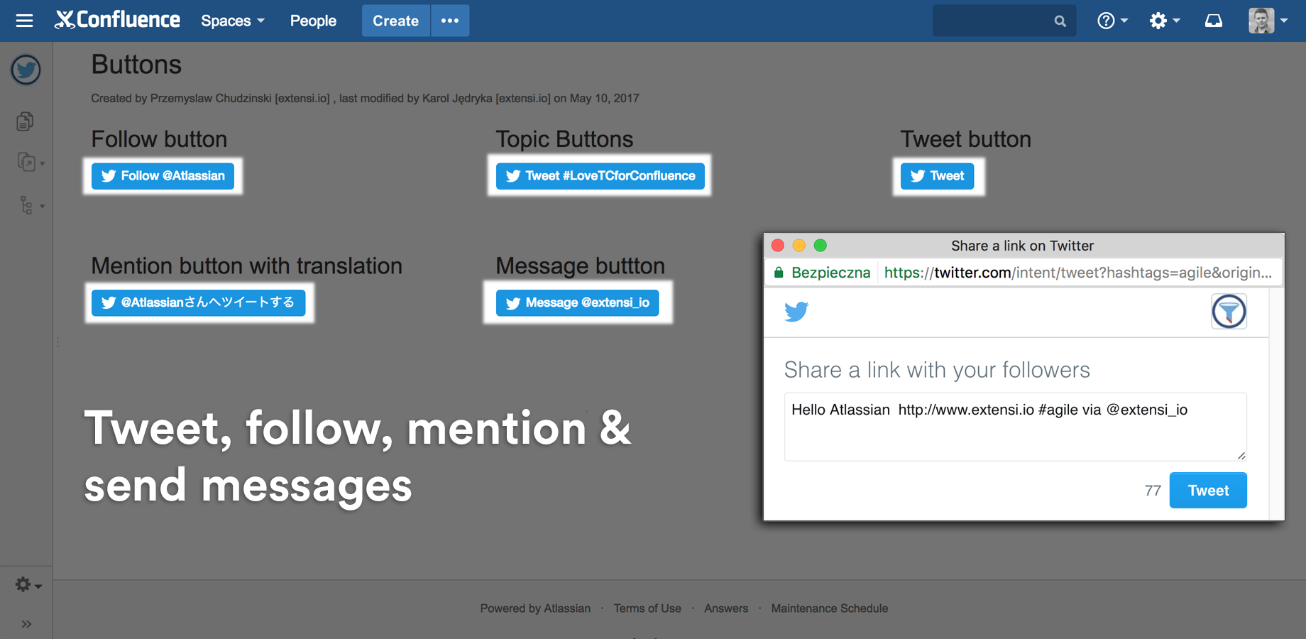 Twitter buttons and forms