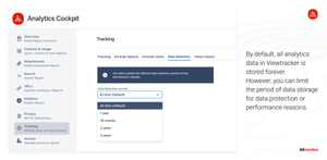 Data Retention period: By default, all analytics data in Viewtracker is stored forever. However, you can limit the period of data storage for data protection or performance reasons.