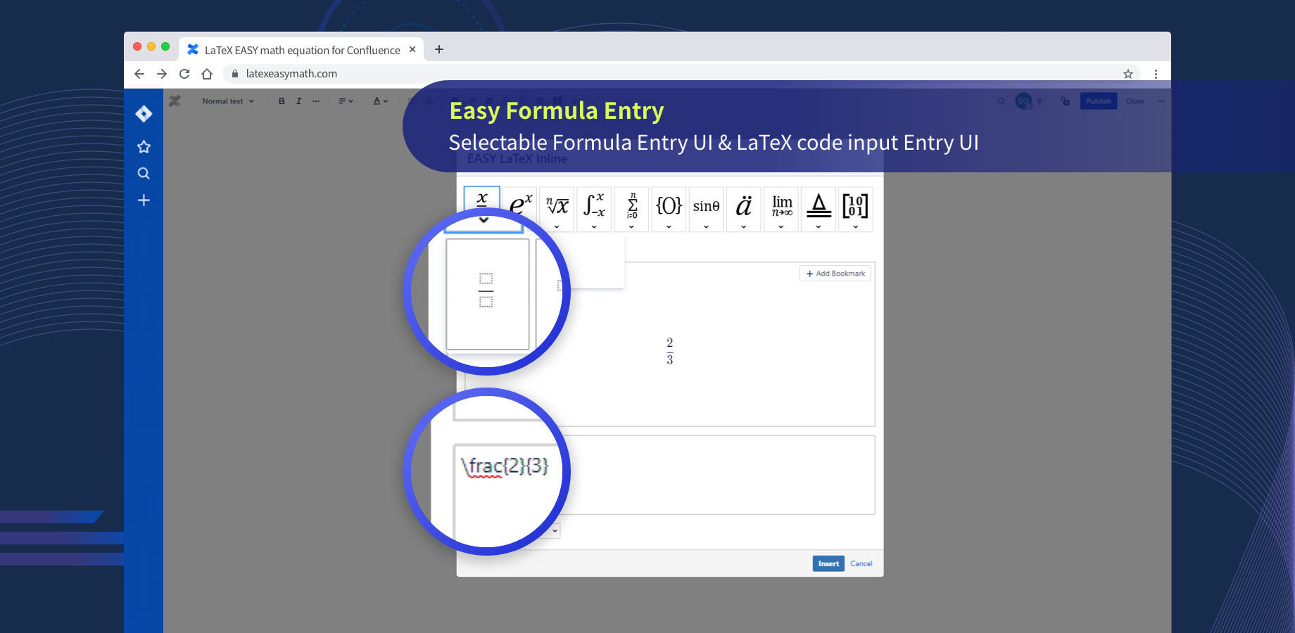 Selectable Formula Entry UI & LaTeX code input Entry UI.