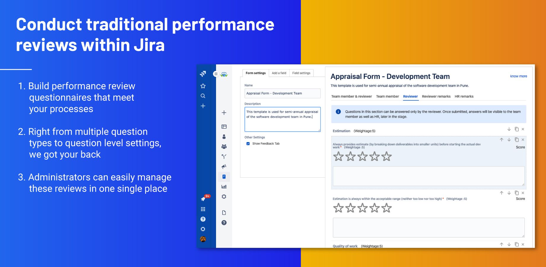 Build review forms the way your company needs, with UpRaise's form builder.