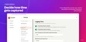 Logging Time settings: toggle whether remaining estimate and worklog description are optional, cap how many days into the future users can log, and set a maximum hours per day per user.