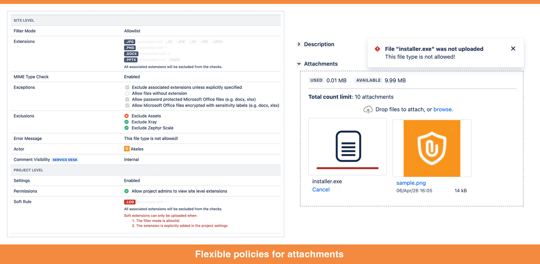 Restrict uploads by file type