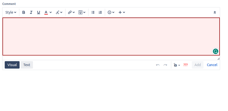 Use color-coded comment fields to clearly differentiate between public and restricted comments. Colors (background or border) can be applied to either Viewable to all comments or all other security levels
