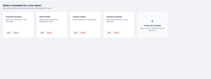 Pre-built report templates for every need: Executive Summary, Sprint Review, Product Update, and more. Quick-start your reporting with professional templates. 

