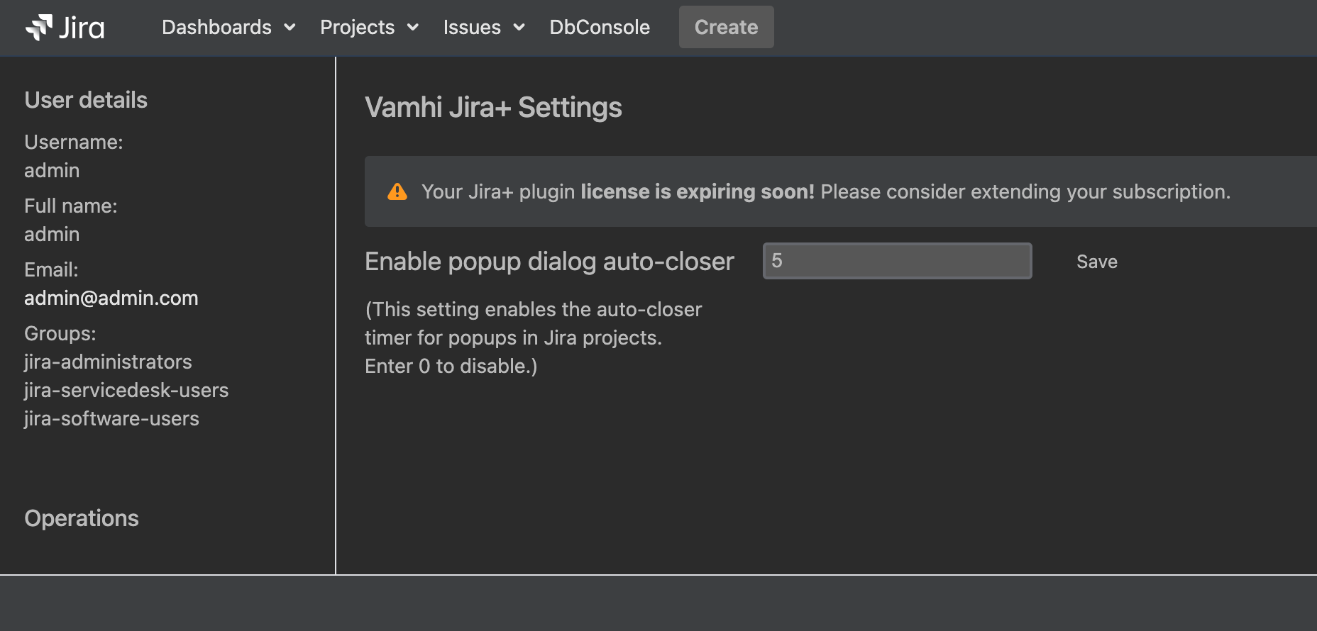 Auto dialog closer settings screen