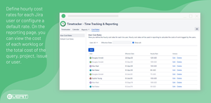Define hourly cost rates for each Jira user or configure a default rate. On the reporting page, you can view the cost of each worklog or the total cost of the query, project, issue or user.
