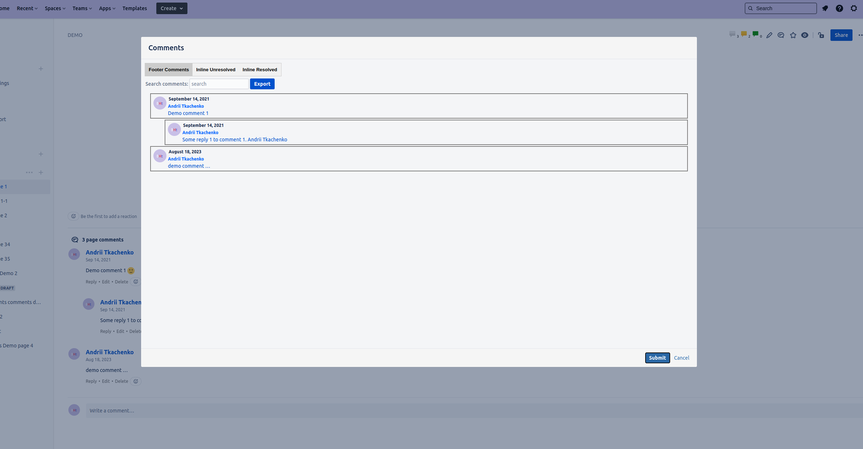 Open comments dialog menu with one click