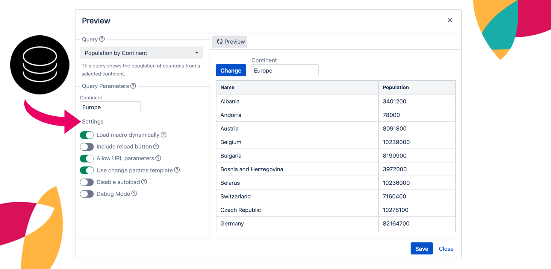PocketQuery dynamic macro browser