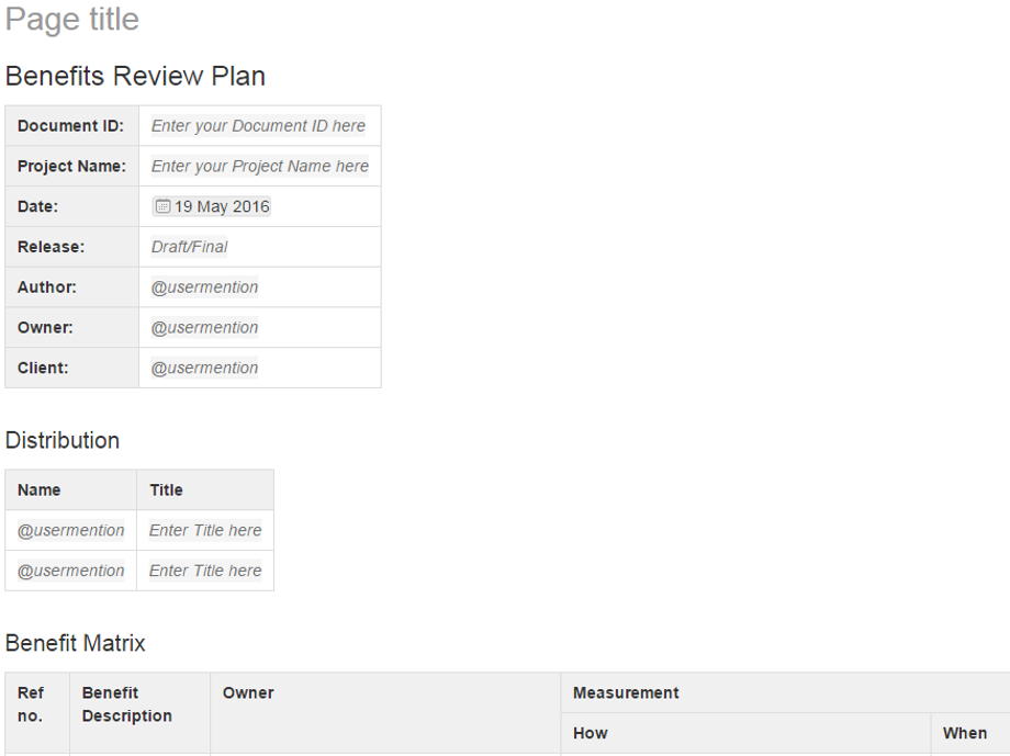 Benefits Review Plan