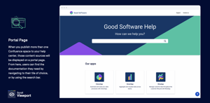 Publish more than one Confluence space to your help center and the content sources will be displayed on a portal page. Users can navigate using the search bar or by clicking the tiles to get the info they need.
