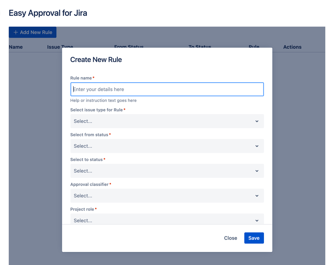 Create new approval rule