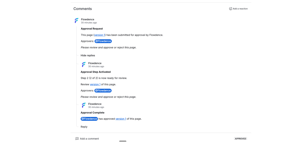 Automatic comment threads with entire approval workflow chain. and automatic page labels