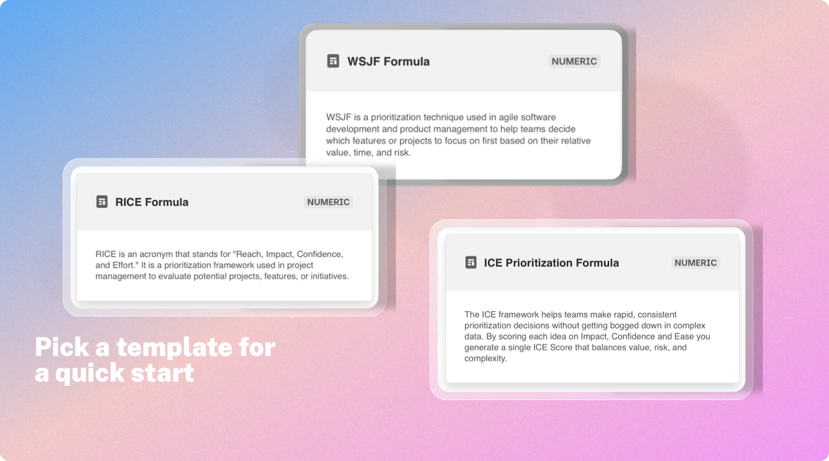 No need to recreate the wheel every time you begin a new project. Use pre-built templates to setup up your formulas and execution plans.