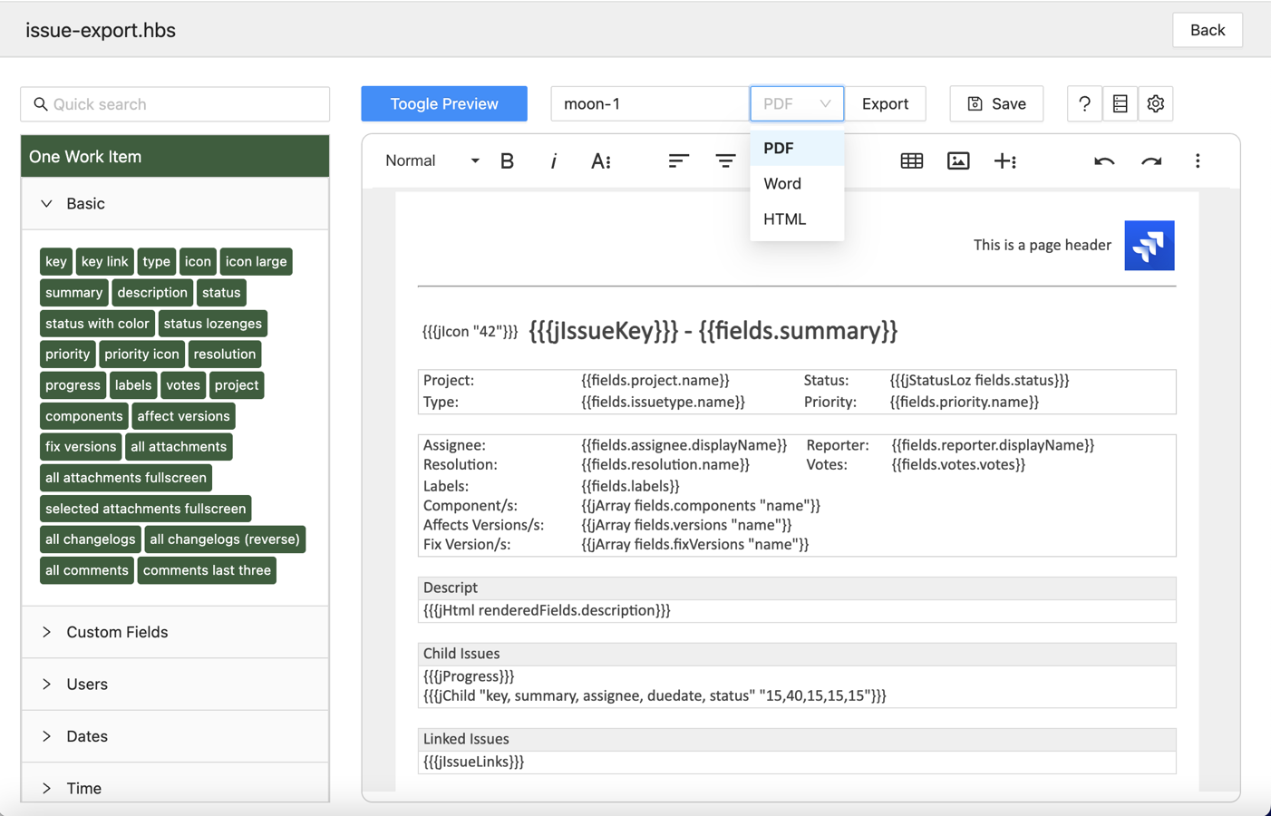 Easy Export from Jira