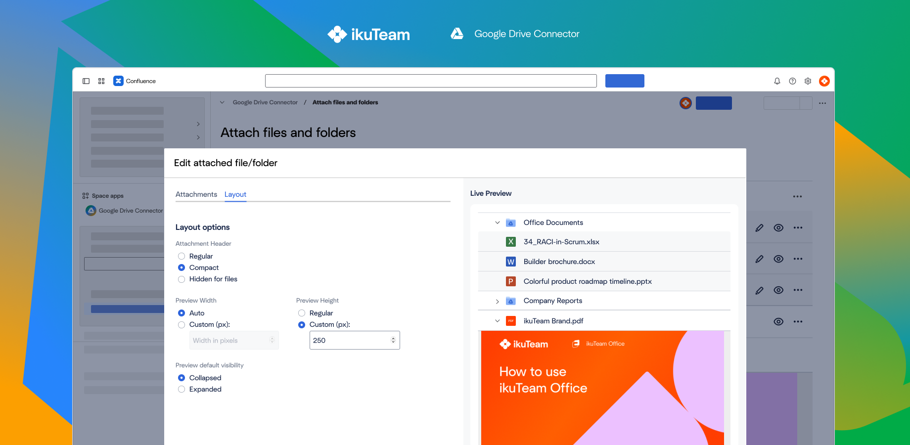 You can update documents attached in your Confluence pages. Real-time collaboration not just for Google Docs but for Microsoft Office files too!