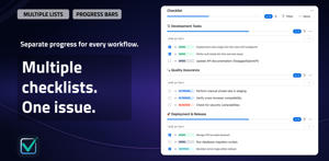 Multiple checklists inside one Jira issue, each with its own items, progress bar, statuses, and completion count.