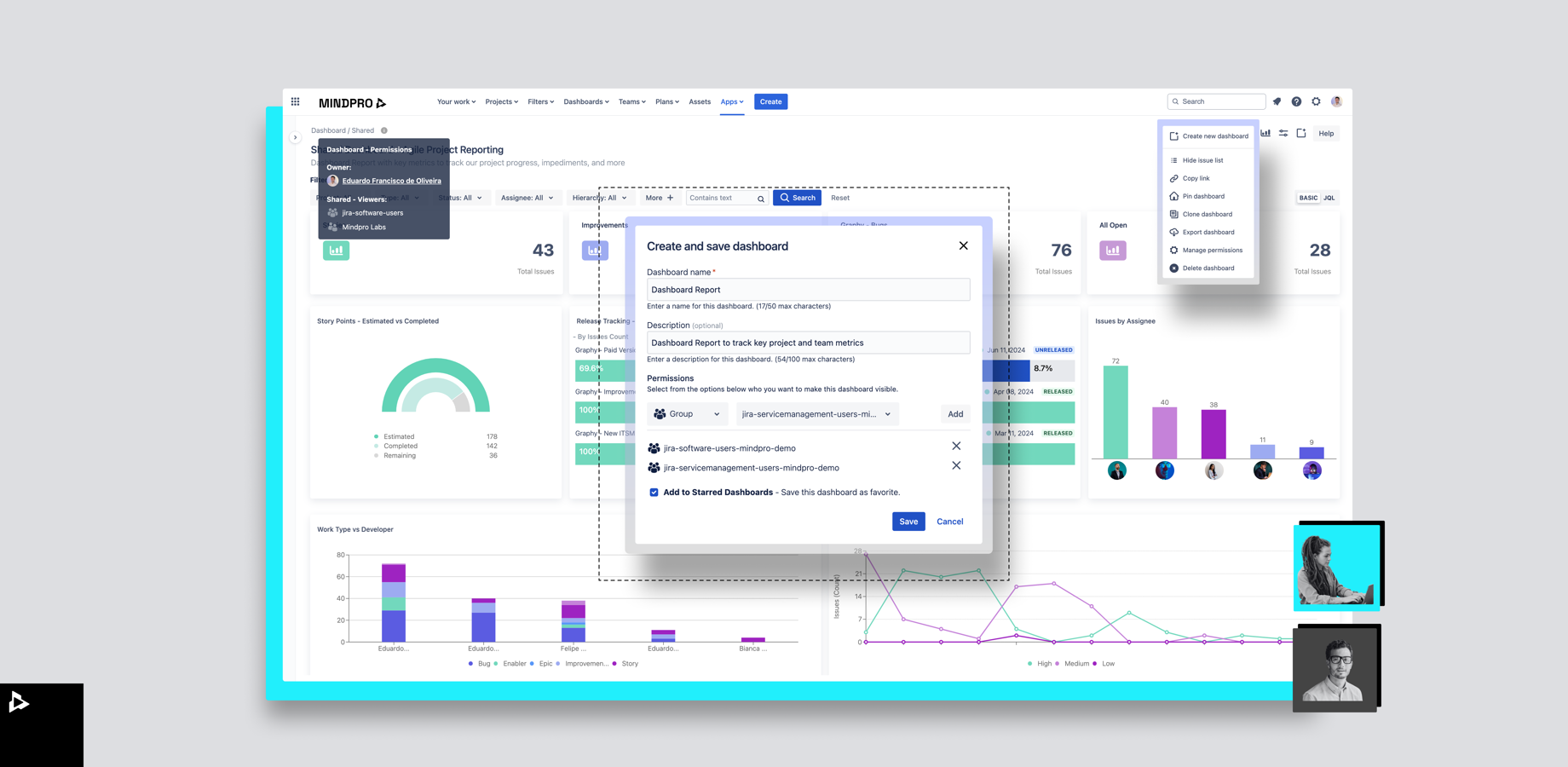 Share dashboards with Jira users or JSM customers