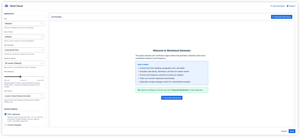 Configure word cloud settings including display size, color themes, word limits, and stopword filtering with live preview.