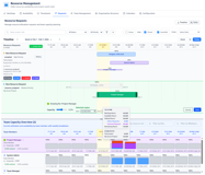 A complete request lifecycle, connects Project Managers and Team Managers. Plan requests interactively on a timeline, allocate partially (percent allocations). Overloads are flagged in real time.