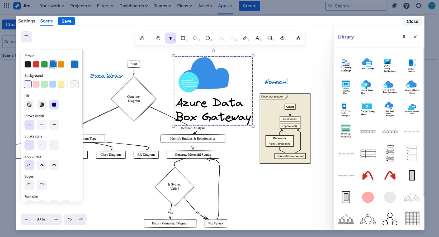 Access and render nomnoml diagrams instantly inside Jira. No outside servers, no delays — pure performance and security.