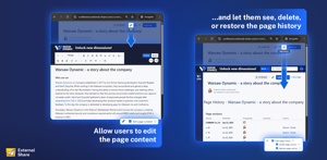 Edit page content, view history of changes