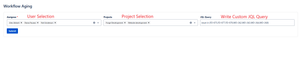 Include Username, Project name, and Custom JQL query values in your filter to obtain the desired results presented in a straightforward tabular format.