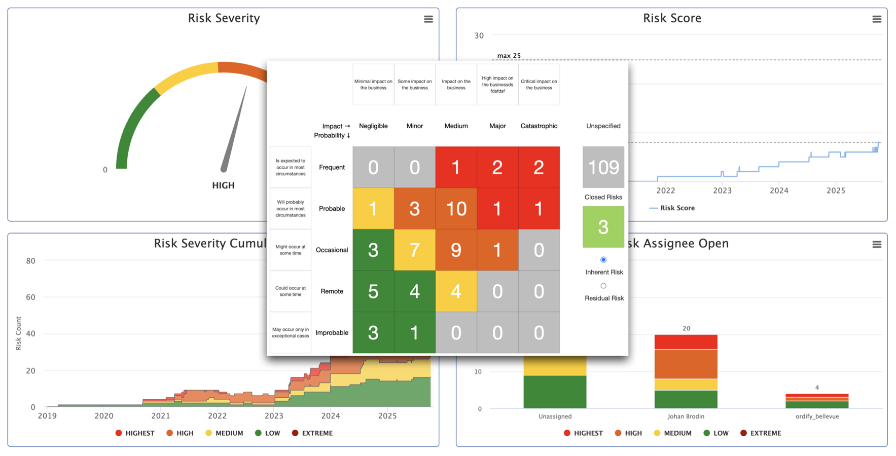Risk Matrix, Models, Reports, Gadgets, Confluence