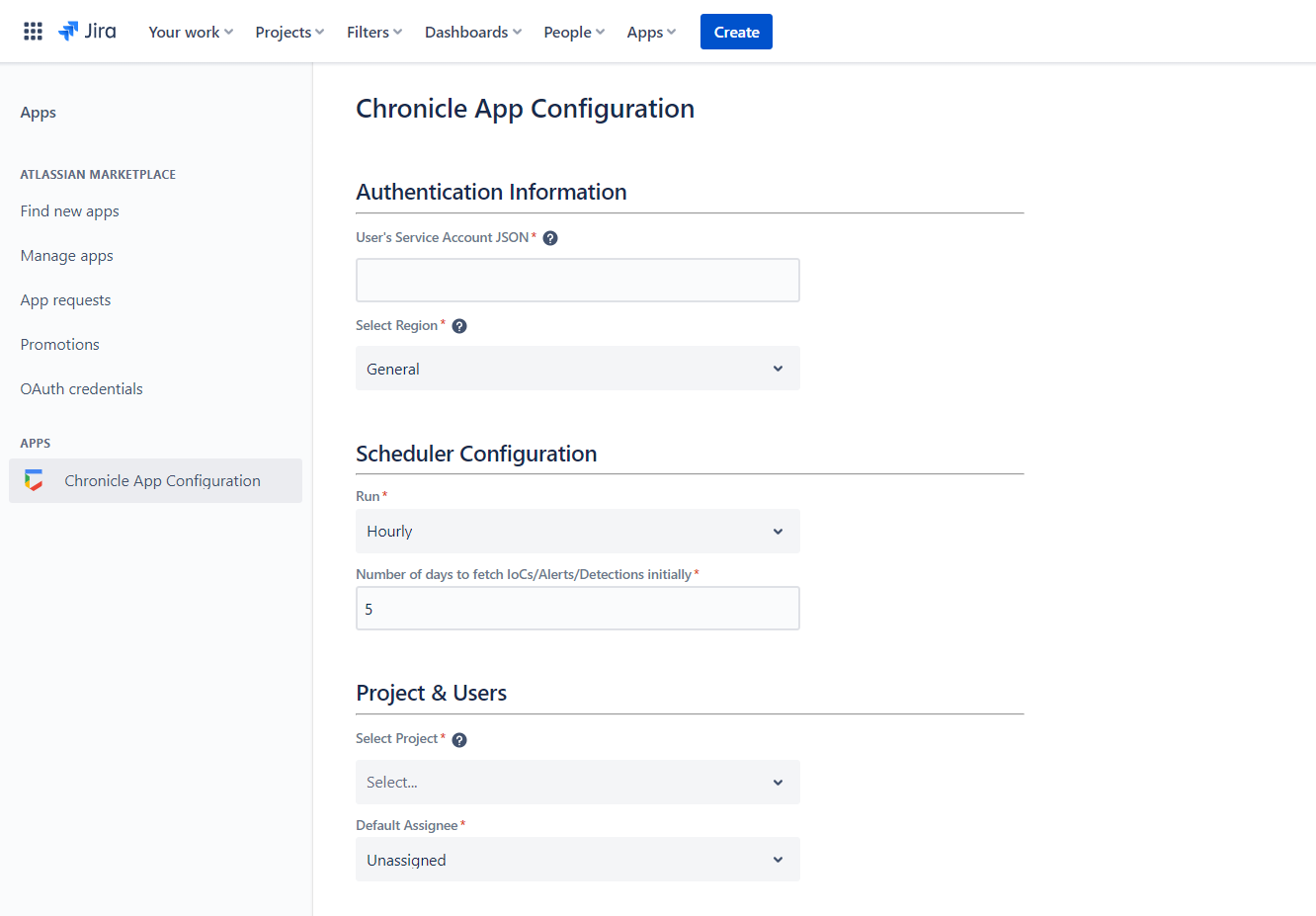 Chronicle App Configuration Page