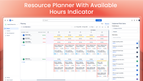 Resource Planner With Available Hours Indicator - Capacity Planner resource view (red/green hours)